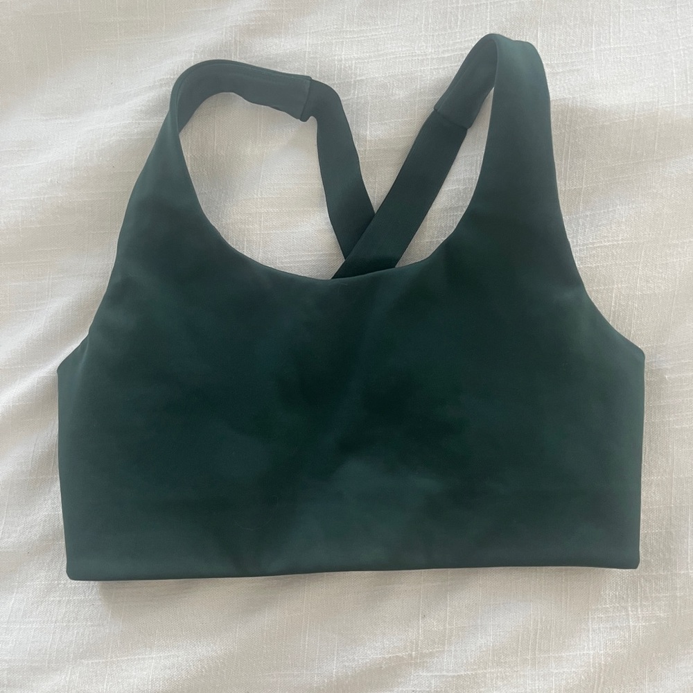 Girlfriend collective hunter green sports bra
